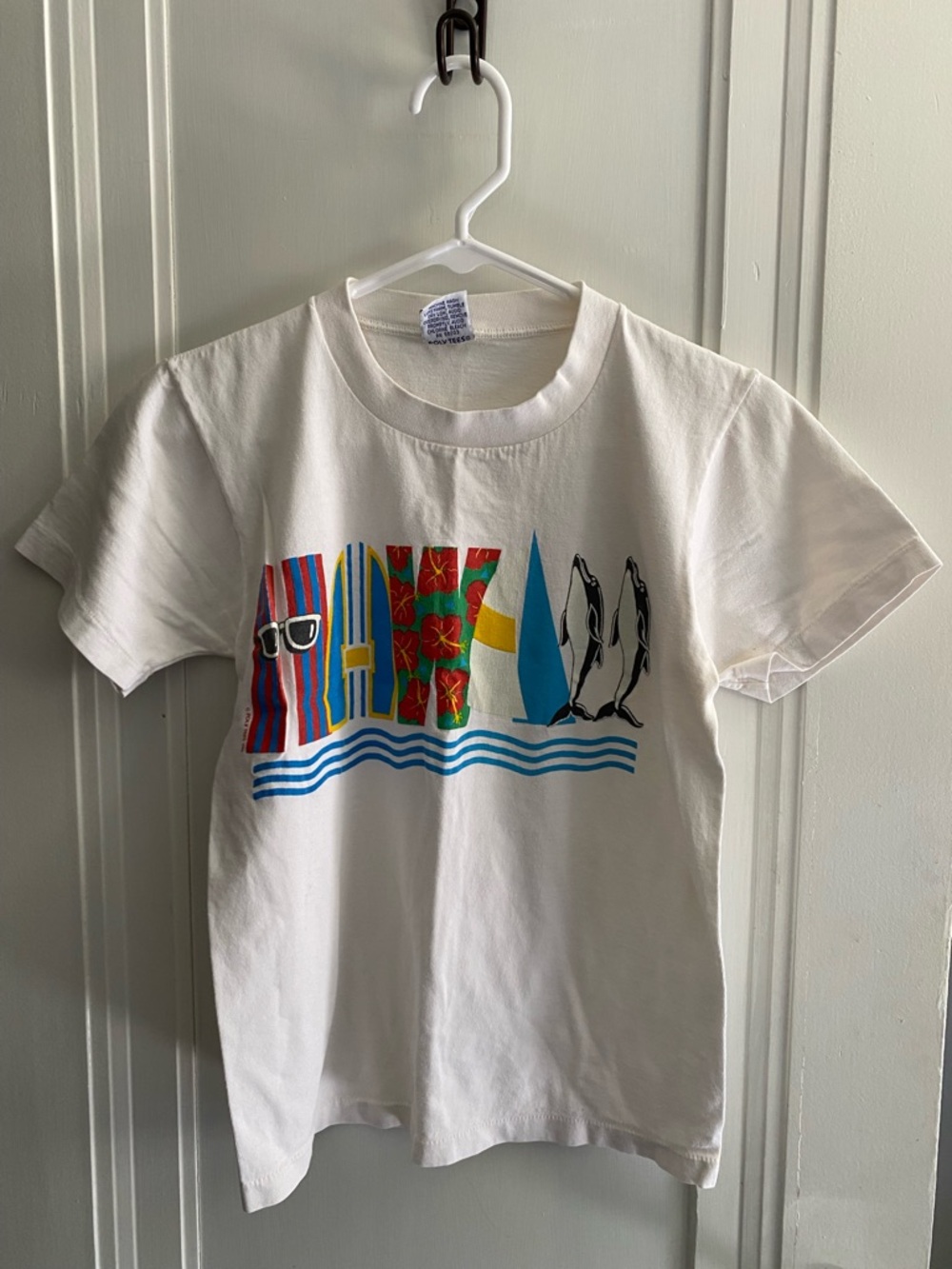 Vintage 80s Super Cru PolyTees Hawaii White Tee